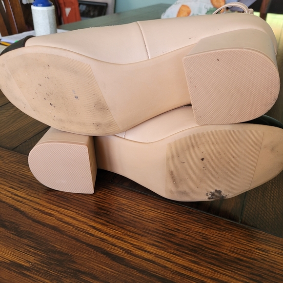 TORRID Block Heel Shoe Size 9.5 WW Extra Wide Ankle Strap Black Tan Coquette - Picture 8 of 11